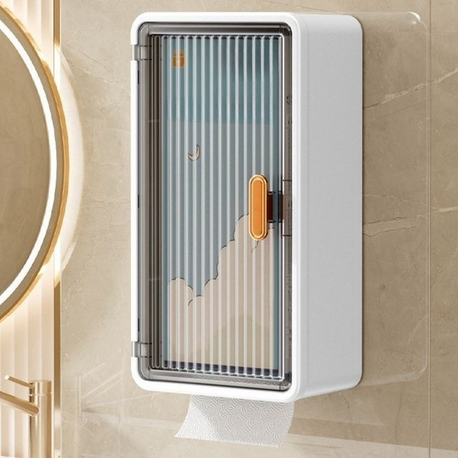 샤인홈리빙 욕실 벽걸이 수납장 방수 휴지케이스 키친타올 정리함 다용도 정리선반, 1p, 싱글도어욕실수납장 화이트1단