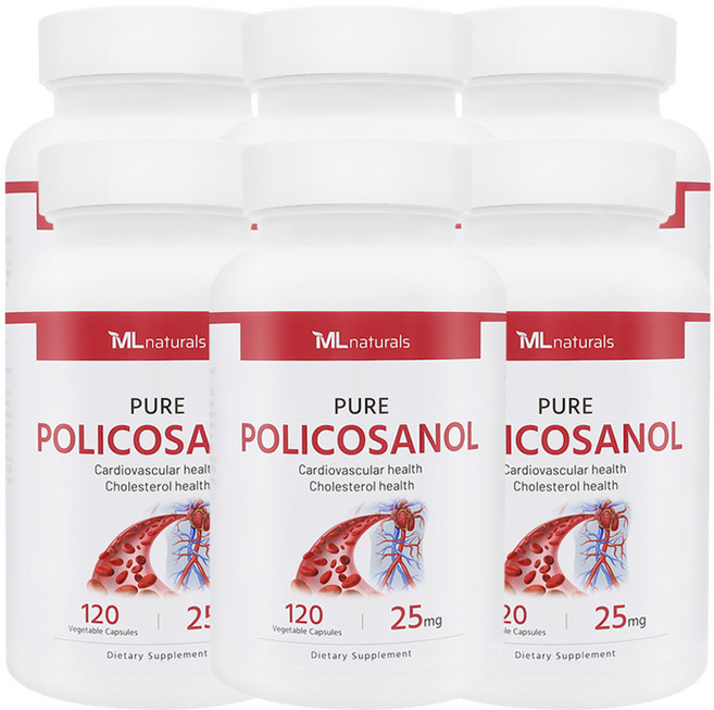 6병 마이라이프 내추럴스 폴리코사놀 25mg 120정 (총지방족 95%/옥타코사놀 61%) (24개월), 6개