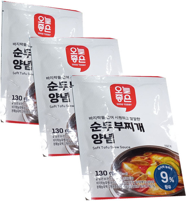 오늘좋은 순두부찌개 양념, 3개, 130g