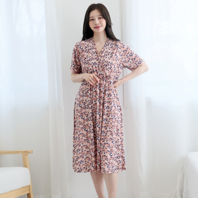별별모아 여름 냉장고 V넥 홈웨어원피스 냉감 원피스잠옷 수유잠옷