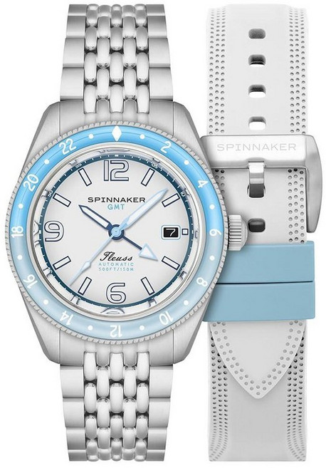 Spinnaker 남성용 43mm Fleuss GMT 오토매틱 시계 솔리드 스테인리스 스틸 팔찌 SP-5120 문 화이트. Gmt 그외 각종 577410