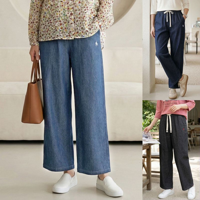 로즈맘 엄마옷 로즈맘 심포니와이드자수밴딩청바지