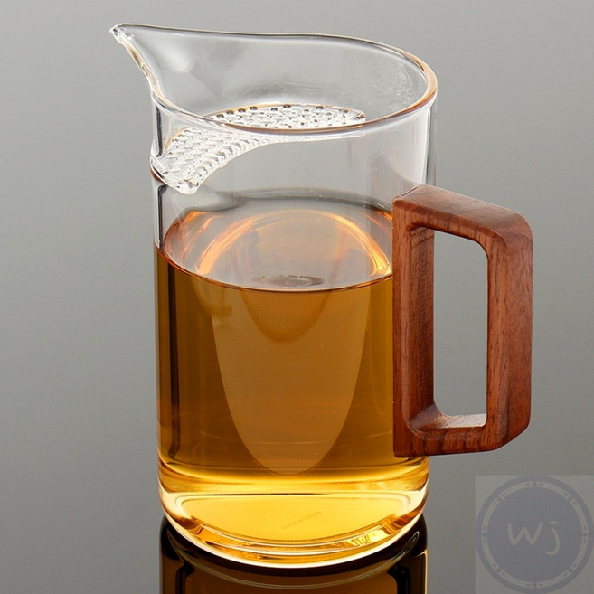 웬카 유리주전자 우드손잡이 거름망 내열유리 차포트 400ml