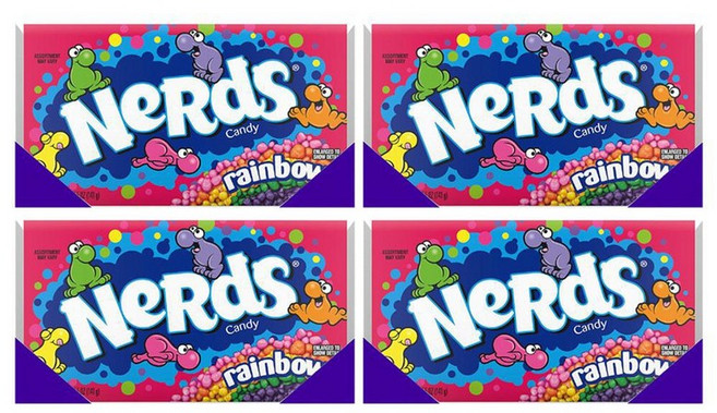4개세트 네슬레 레인보우 너드 크런치 캔디 Nerds Rainbow Candy 141.7g, 4개