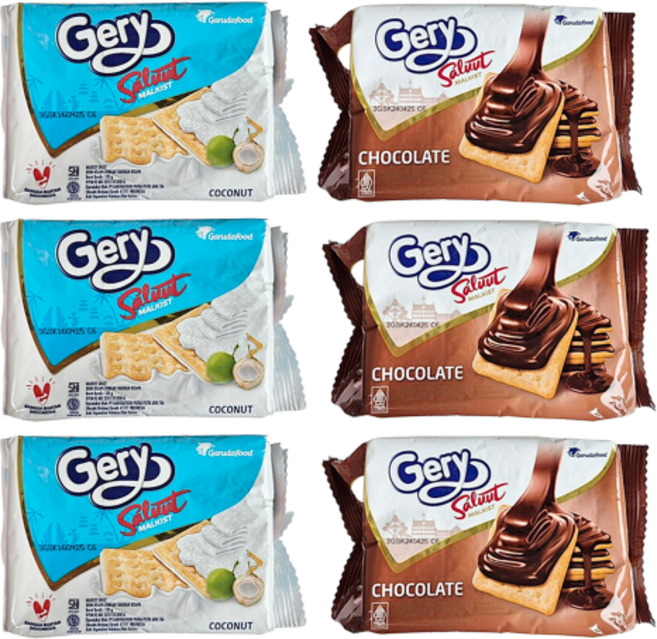 게리 코코넛 크래커 105g 3봉 + 초코 크래커 100g 3봉 (총 6봉)