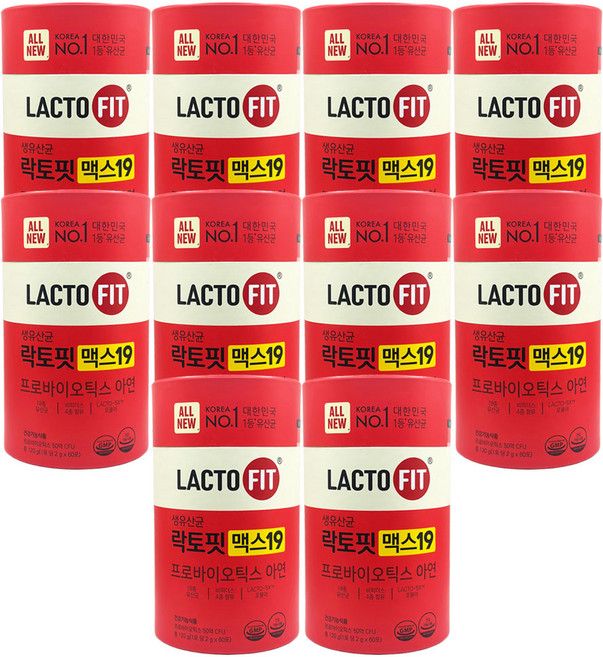 종근당건강 락토핏 맥스19 생유산균 프로바이오틱스 아연, 120g, 10개