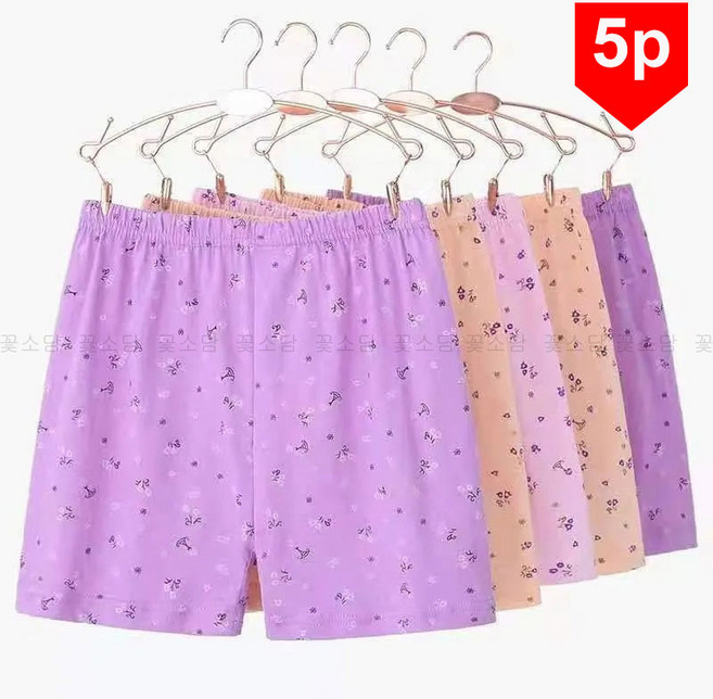 꽃소담 중년여성 빅사이즈 순면 맥시 사가팬티 엄마 할머니 큰사이즈 트렁크 팬티 5P HXY383