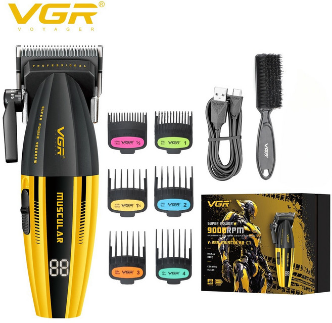 VGR 전기식 헤어 트리머 베스트셀러 전문가용 9000RPM 클리퍼 머신 핫 조절식 남성용 V-285, 01 V-285
