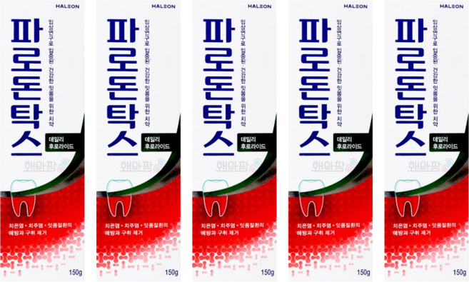 파로돈탁스 데일리 후로라이드 치약, 150g, 5개