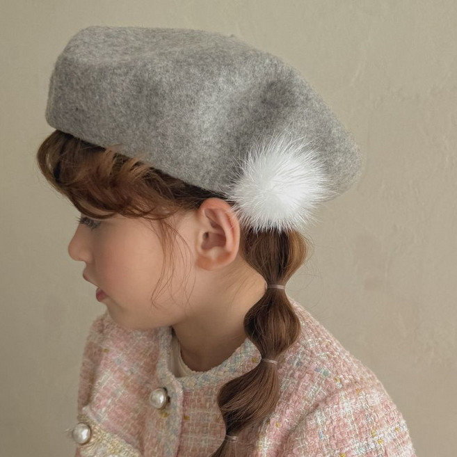 채니봉봉 여아용 눈꽃송이 베레모 베이직 유아겨울모자 국내생산