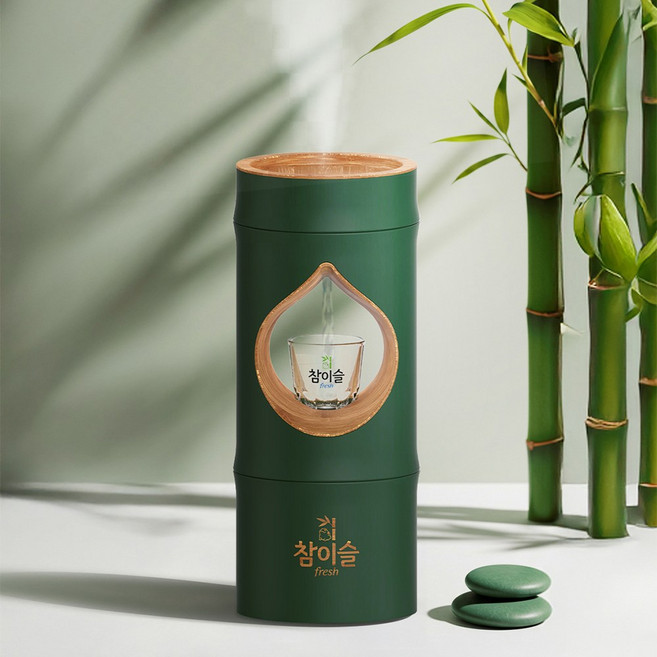 [하이트진로]참이슬 대나무 물방울 가습기 탁상용 USB 무드등 물멍 가습기, 단품