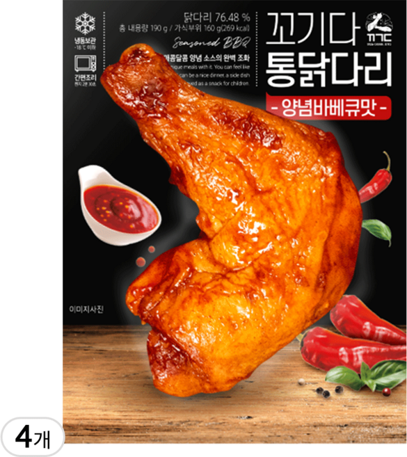 꼬기다 오븐 통닭다리 양념바베큐맛, 4개, 190g