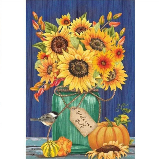 데일리베러 5D 보석십자수 DIY 풀세트 취미 인테리어 액자 만들기 30*40, 1개, 해바라기 (30x40)