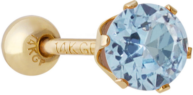 [1+1] 14K 컬러 큐빅 피어싱 4mm (한쪽)