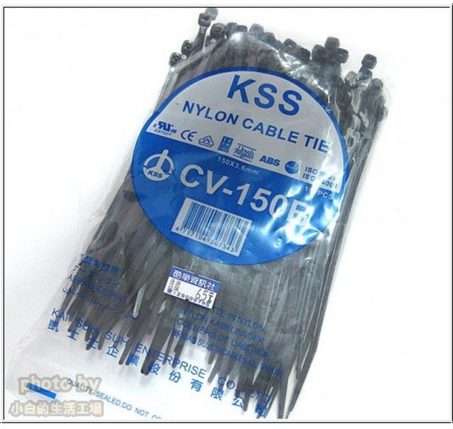 小白的生活工場 KSS NYLON 束線帶CV-150/CV-150B 黑/白兩色, 白色, 1個