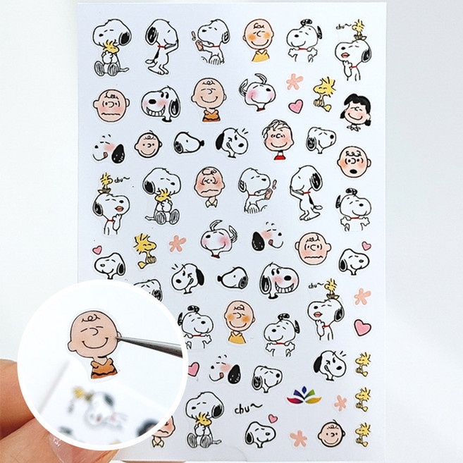 네일데칼 스누피 찰리브라운 네일아트스티커 2장세트, 2개, 스누피 A타입