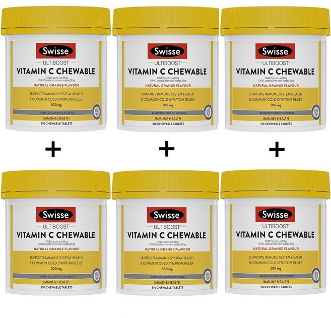 호주 스위스 천연오렌지맛 비타민 C 500mg 310 정 츄어볼, 6개, 310정