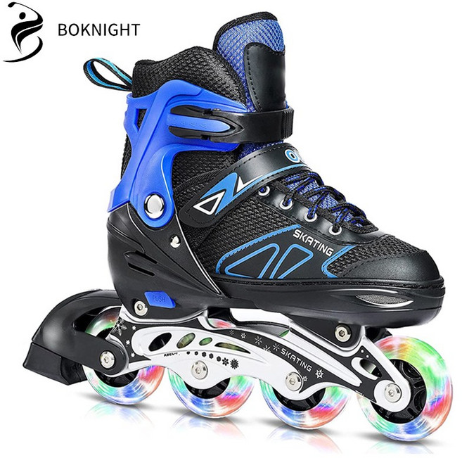 복나이트 롤러스케이트 풀 플래시 싱글 로우 인라인스케이트, L(38-41), 블루, 1개