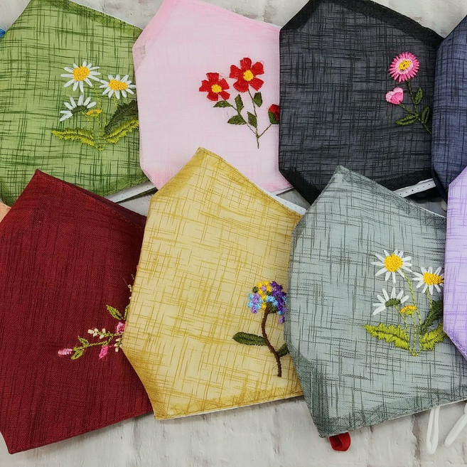 미네끄네 시원시원한 마스크 모시꽃자수마스크 입체면마스크 한복마스크 고급포장 선물, 혼합10개, 1개입, 10개