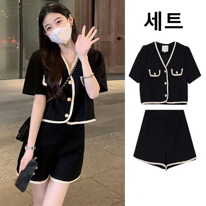 지고다그 여성 빅사이즈 여름 미니멀 숏자켓 세트 투피스 슬림핏 반바지HH1114