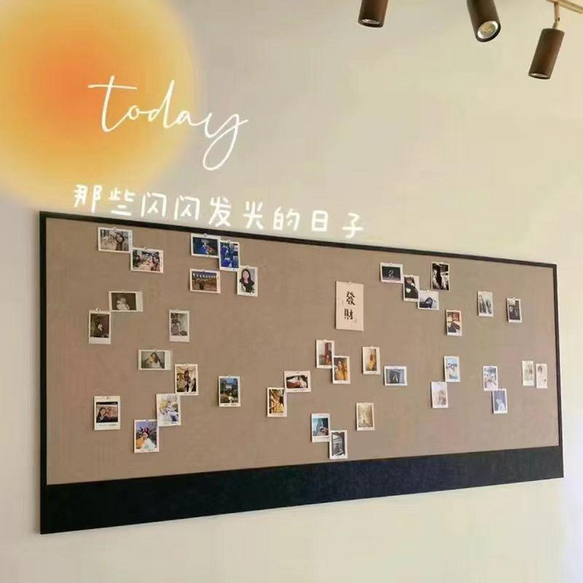 毛氈牆貼照片牆免打孔留言板軟木板掛牆展示板牆面裝飾自粘, 紀元棕黑色框,40*60CM送背膠圖釘免打孔, 1個