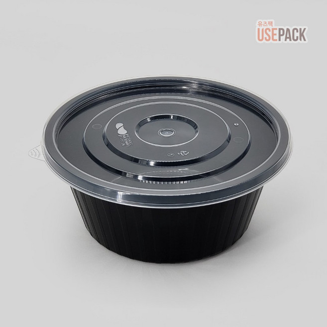 유즈팩 BW 사출 195파이 대 50개 검정 미니탕용기 면용기, 1개