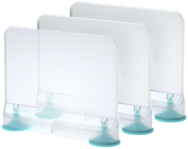 로직프리 흡착식 냉장고 칸막이 파티션 수납 정리 선반, 3개, 반투명