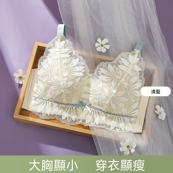 大碼蕾絲無鋼圈內衣 大胸顯小顯瘦聚攏收副乳