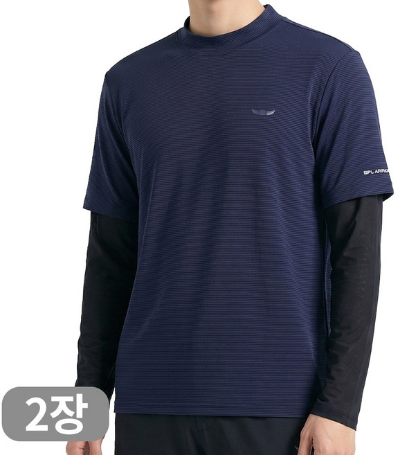 아소트 남성 냉감 반목 쿨티 프리미엄 일체형 토시티셔츠 골프 아웃도어 등산 작업복 2장세트