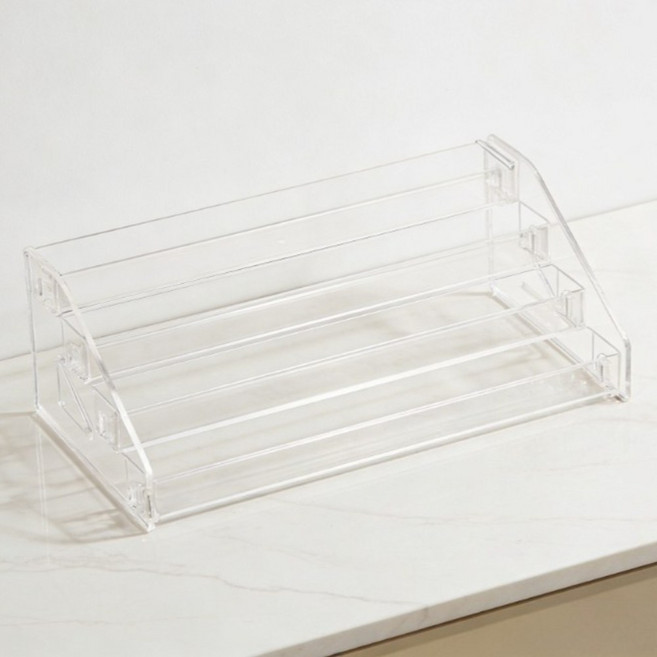 아크릴 진열대 화장품 정리대 책상 선반 다용도 수납정리대 4단 고정형 책상진열용, 투명한 색깔, 1개