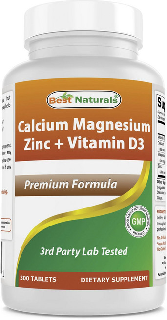 Best Naturals 鈣鎂鋅維他命D3補充錠, 300顆, 1罐