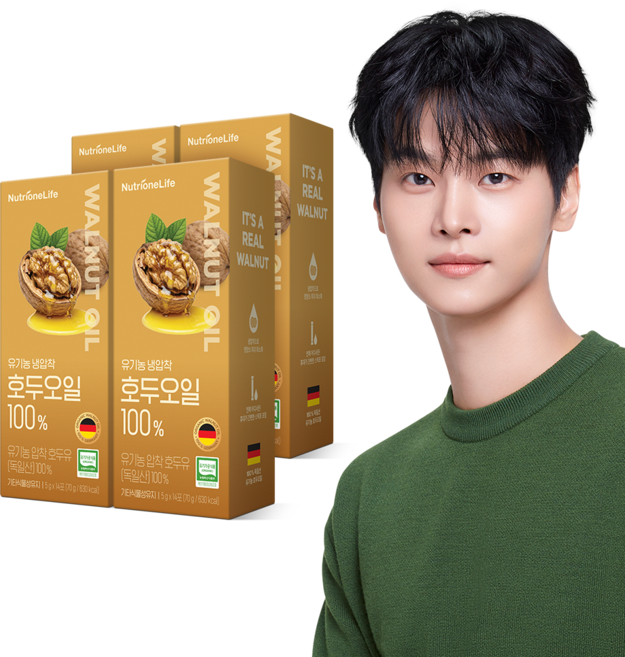 유기농 냉압착 호두오일 100 % 스페인산 프리미엄 오메가3 건강오일, 14회분, 4박스