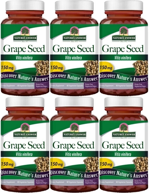 네이처스앤서 포도씨 150mg, 성인남녀공용, 알약/캡슐, 6팩, 60정 - 쿠팡