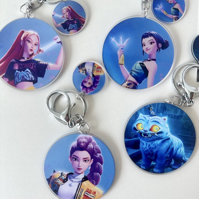 [모닝하트] 케이팝 데몬 헌터스 아크릴 키링 루미 미라 조이 더피 굿즈, 4개, 블루계열