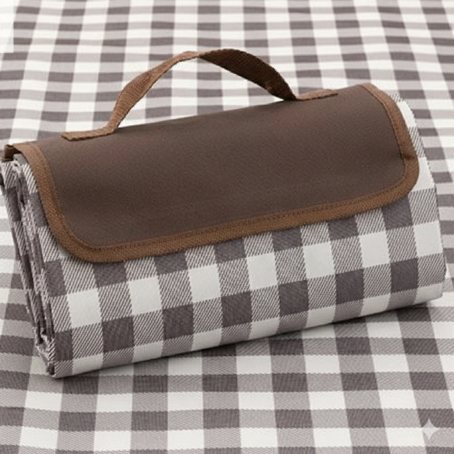 SAMBUEVER 두꺼운 다용도 휴대용 캠핑 방수 돗자리 체크 무늬 피크닉 매트 대형 돗자리, 브라운