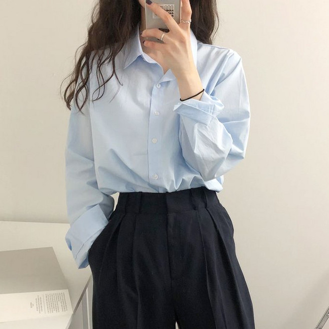 메이킹유 파스텔 무지 셔츠 319에티드블라우스(~77size 사이즈추가)