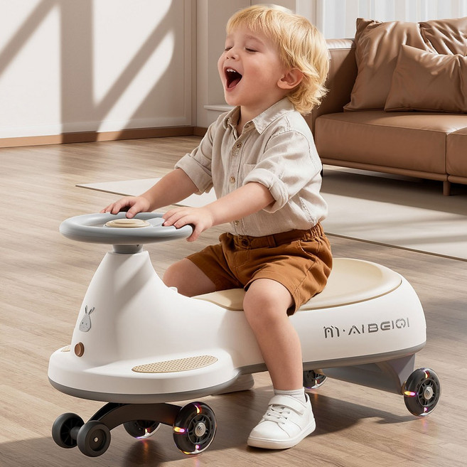 유아 실내 무소음 붕붕카 유아용 아기 자동차 자전거, 1개, 베이지