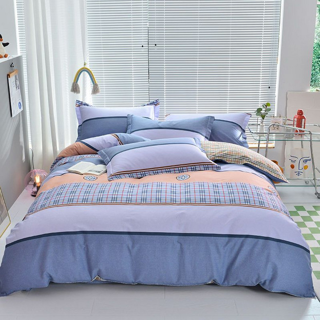 다이에나 순면 40수 이불 커버 사계절 LOVE, 그레이블루