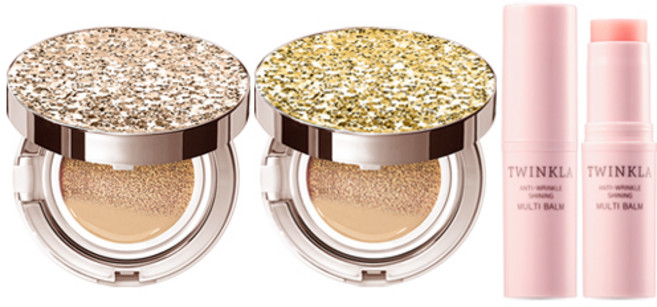 1+1+1 [15g+쿠션15g+멀티밤10ml] 스타일71 45%세럼 [복합 피부 추천] 수분 촉촉 광채 앰플 주름개선 자외선차단 미백 쿠션 21호23호, 1개, 로즈골드 글리터21호+골드 글리터21호(복합)+멀티밤