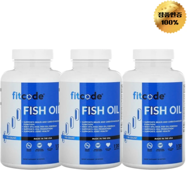 2+1 핏코드 피쉬 오일 1000mg 소프트젤 120정, 3개, 120회분 - 쿠팡