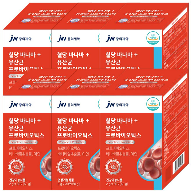 중외 혈당 바나바+유산균 프로바이오틱스 장건강 혈당케어 혈당조절 바나바잎추출물 당케어 쾌변, 6개, 30회분