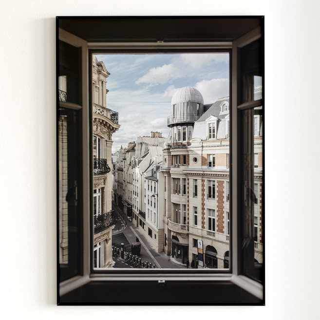 [아트밀] 쉼이 있는 여행사진 액자 90종 - 18 창밖 파리, 4 (대형) 50x70cm액자_블랙, 블랙