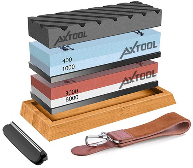 AXTOOL 평잡이 숫돌 세트 400/1000방+3000/8000방, 1개