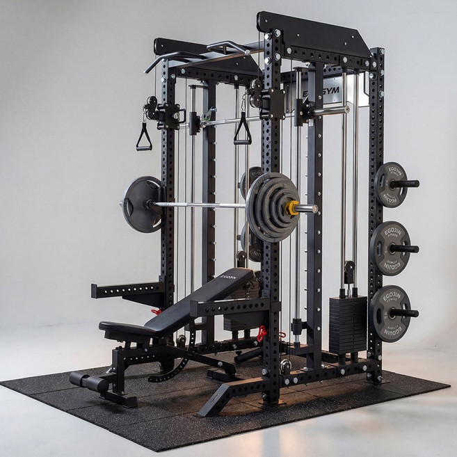 이고진 클럽용 스미스머신 8522SM 풀세트 헬스장 멀티랙 파워랙 PT샵 듀얼풀리 150kg 블럭, 스미스머신 8522SM 풀세트(크롬바벨원판)