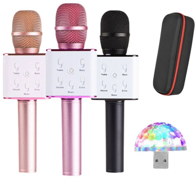 뮤지스 프리미엄 블루투스마이크 휴대용 파티 노래방 마이크 무선 가정용 마이크 음성변조 미러볼, 80KM(미러볼+파우치 증정) / LED 최고급형