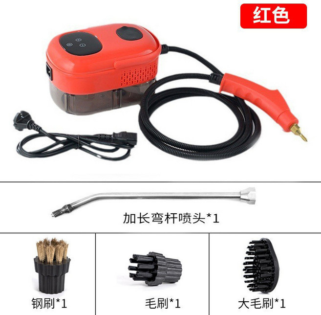 高壓高溫蒸汽清潔機 110V 220V 家用消毒清潔, 紅色 觸屏款 1000ml【基礎套裝】,美規 110V