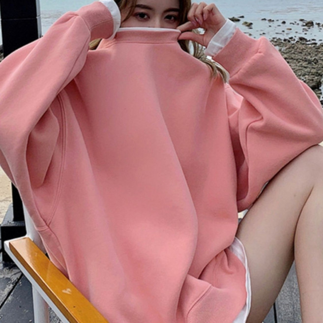 유니픽 여성 봄여름 루즈핏 면 긴팔 맨투맨 간결한 디자인 통기성 좋은djz