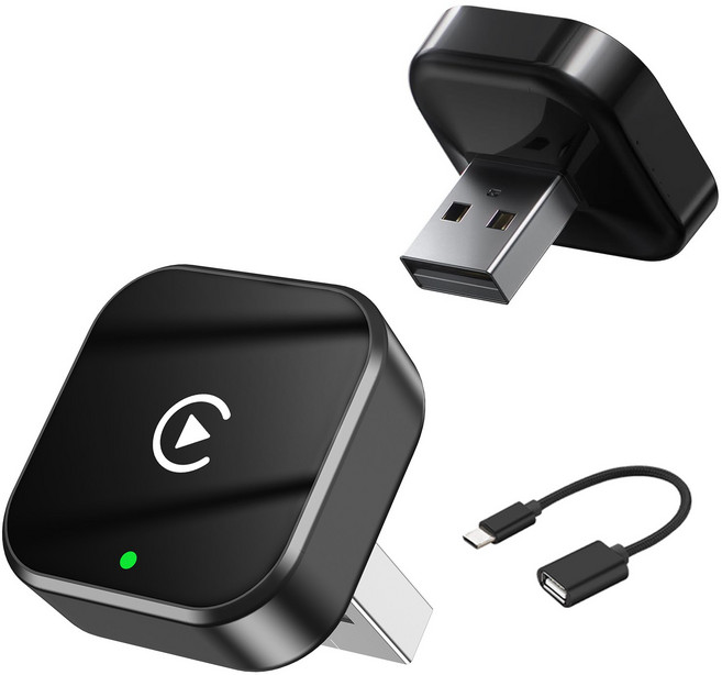 프리라이프 무선 스마트 초소형 카플레이 안드로이드 오토 동글 2in1, C10, A 블랙