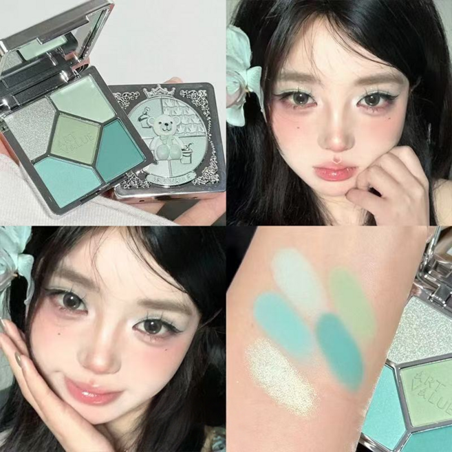 섀도우팔레트5구 여름뮤트 섀도우팔레트 아이메이크업반짝이, 1개, 04#민트그린