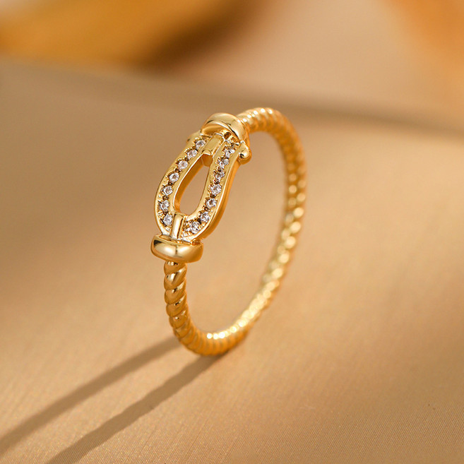 NXNA 18K 골드 트위스트 토글 반지 여 고급스러우면서도 멋스러운 큐빅 꽈배기 링 BLCZW-JZ005 발암물질 미포함 도금